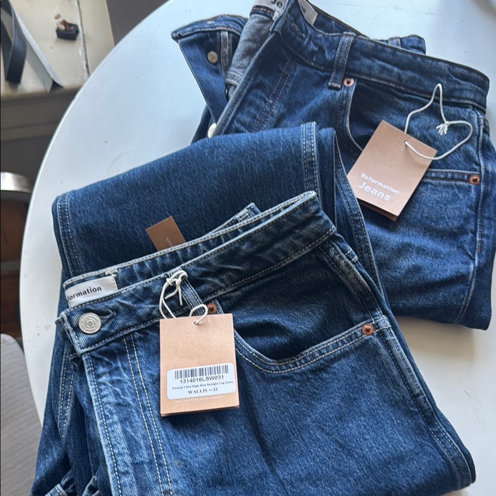 2 x size 31 reformation jeans. High waisted straight leg, Bennett and Wallis.